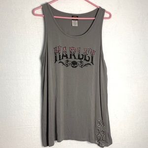 Harley Davidson Skull Rhinestone tank top